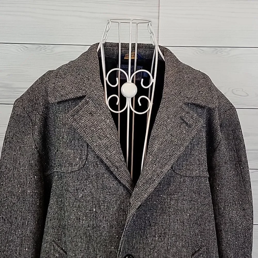 Vintage PENDLETON Car Coat Wool Donegal Tweed Jacket Mens Size 46 Long